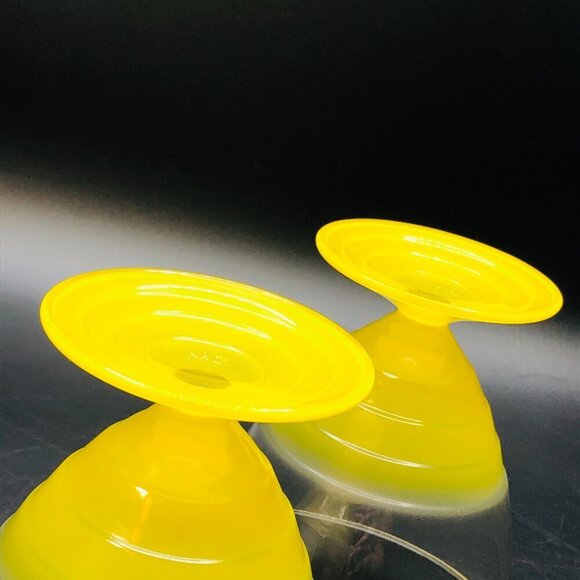 Art Deco Sherbet Custard Dessert Cup PAIR Vintage ARC FRANCE Lemon Yellow Glass - Picture 6 of 11